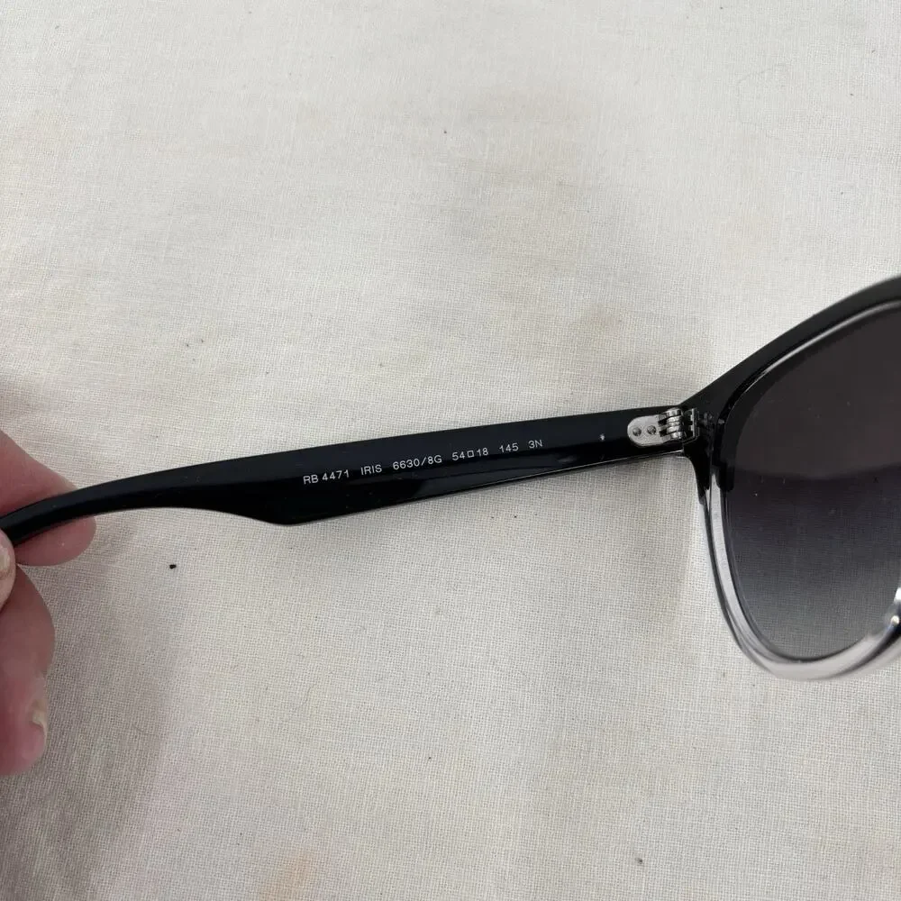 Ray-Ban RB4471 Iris Sunglasses Black Clear Gradient 54mm Made Italy w Case